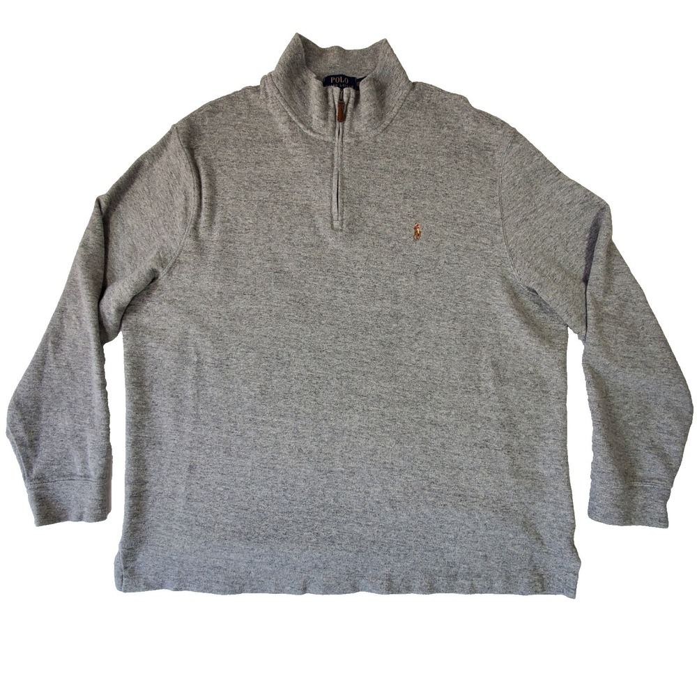 Polo Ralph Lauren‎ Estate Rib Quarter Zip Sweater Mens XXL Gray Cotton